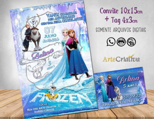 CONVITE DIGITAL C/TAG Frozen Azul 2