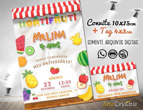 Convite Digital C/tag Frutas Quitandinha