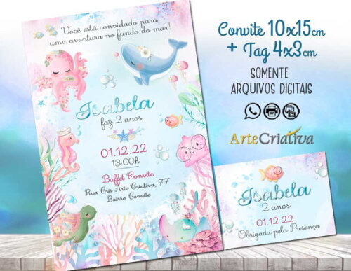 CONVITE DIGITAL C/TAG Fundo do Mar Aquarela 12