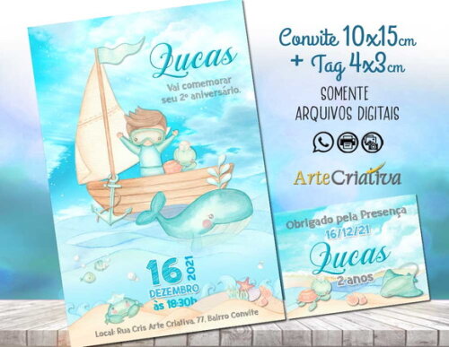 CONVITE DIGITAL C/TAG Fundo do Mar Aquarela 11