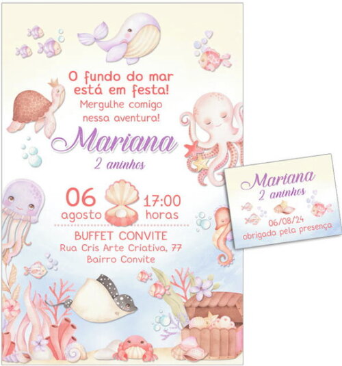 Convite Digital C/tag Fundo do Mar Aquarela 14
