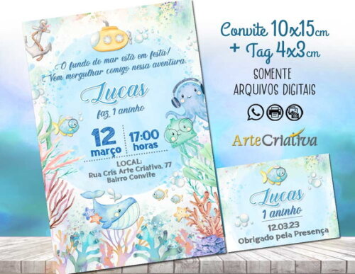 CONVITE DIGITAL C/TAG Fundo do Mar Aquarela 7