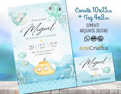 CONVITE DIGITAL C/TAG Fundo do Mar Aquarela 6