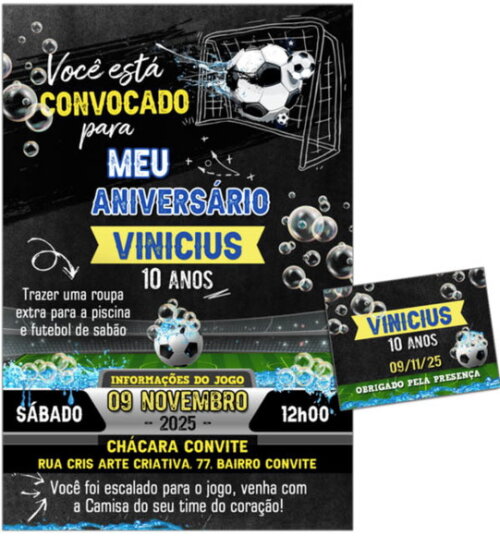 Convite Digital C/tag Futebol de Sabão