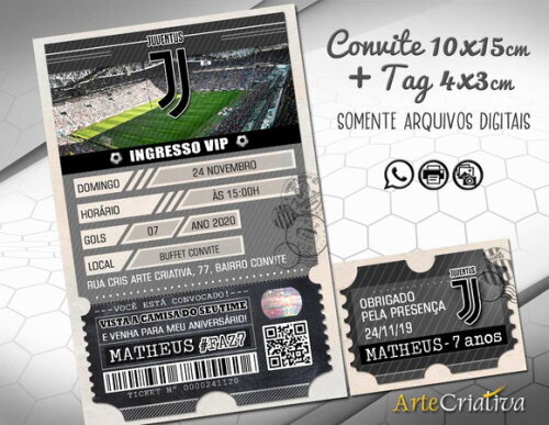 CONVITE DIGITAL C/TAG Futebol Ingresso Time da Juventus