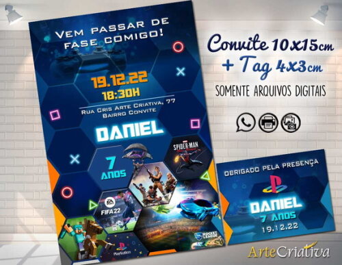 CONVITE DIGITAL C/TAG Game Playstation