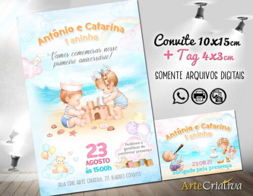 CONVITE DIGITAL C/TAG Gêmeos na Praia