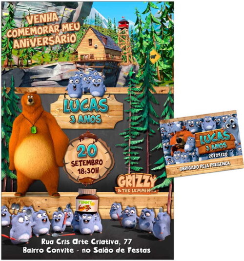 CONVITE DIGITAL C/TAG Grizzy and the Lemmings 2