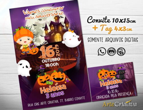 CONVITE DIGITAL C/TAG Halloween 4