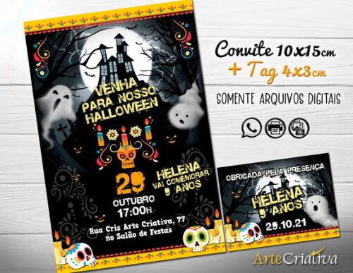 CONVITE DIGITAL C/TAG Halloween la Muerte