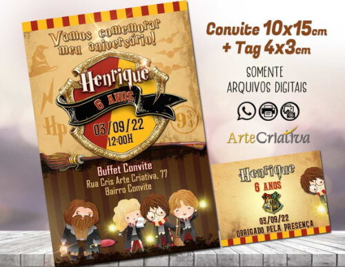 Convite Digital C/tag Harry Potter 2
