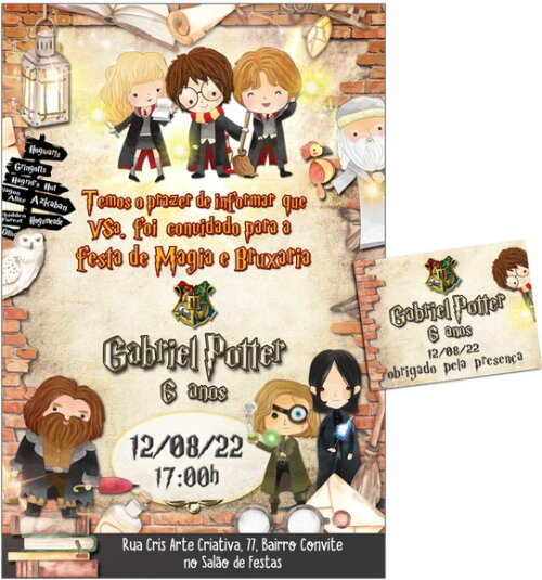 CONVITE DIGITAL C/TAG Harry Potter