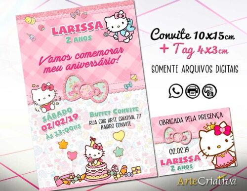 CONVITE DIGITAL C/TAG Hello Kitty 1