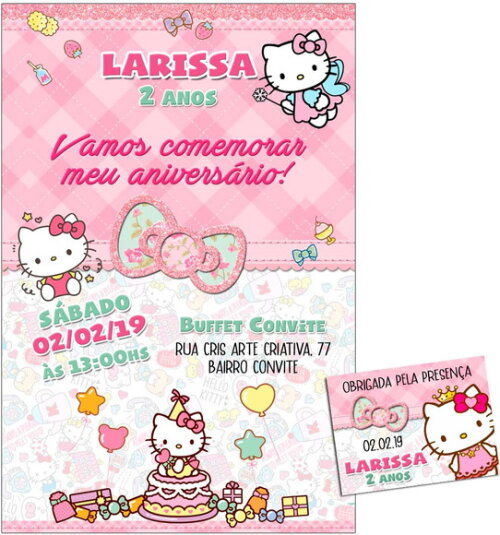 CONVITE DIGITAL C/TAG Hello Kitty 1