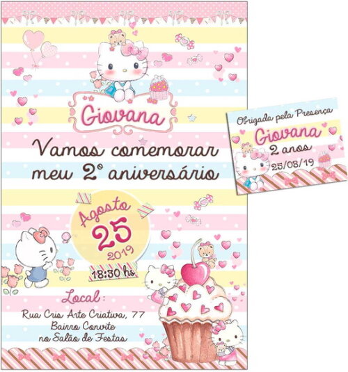 CONVITE DIGITAL C/TAG Hello Kitty 10