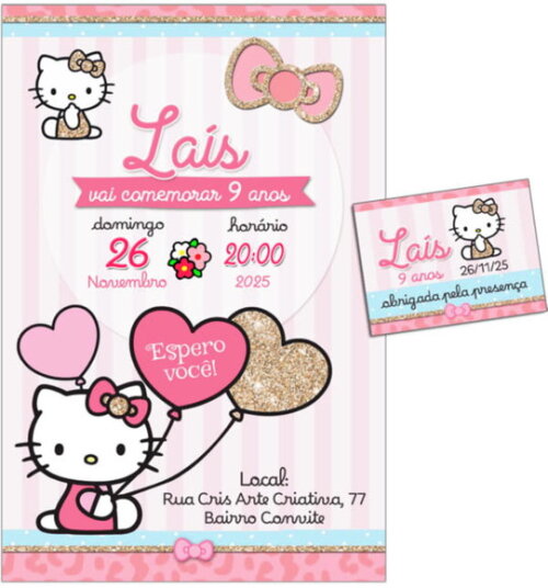 Convite Digital C/tag Hello Kitty 11