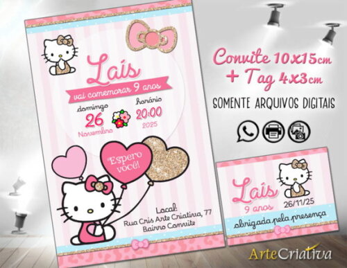 Convite Digital C/tag Hello Kitty 11