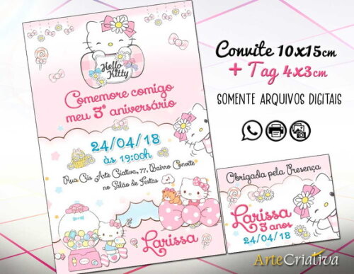 CONVITE DIGITAL C/TAG Hello Kitty 8