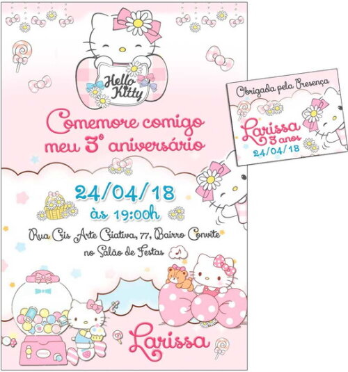 CONVITE DIGITAL C/TAG Hello Kitty 8