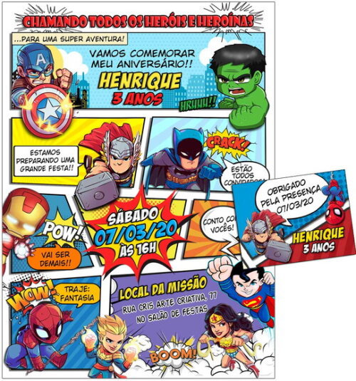 CONVITE DIGITAL C/TAG Herois Baby Gibi