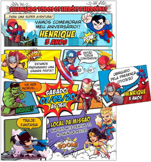 CONVITE DIGITAL C/TAG Herois Baby Gibi 2