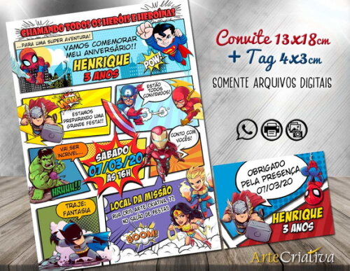 CONVITE DIGITAL C/TAG Herois Baby Gibi 2