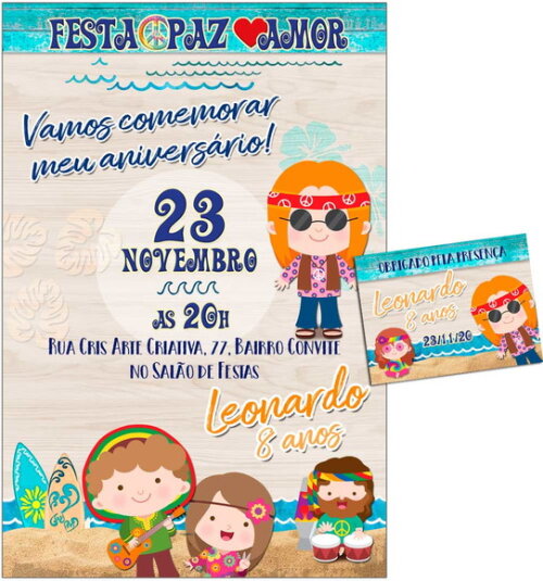 CONVITE DIGITAL C/TAG Hippie Paz e amor 2