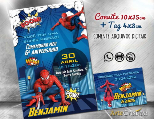 CONVITE DIGITAL C/TAG Homem Aranha