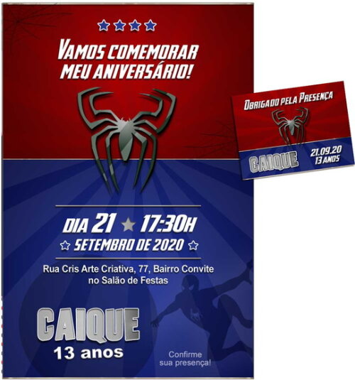 CONVITE DIGITAL C/TAG Homem Aranha 3