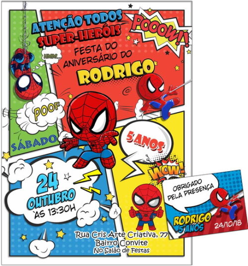 CONVITE DIGITAL C/TAG Homem Aranha Baby Gibi