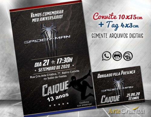 CONVITE DIGITAL C/TAG Homem Aranha 4