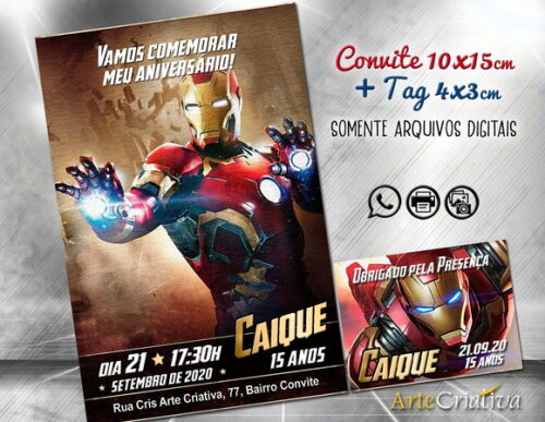 CONVITE DIGITAL C/TAG Homem de Ferro 3
