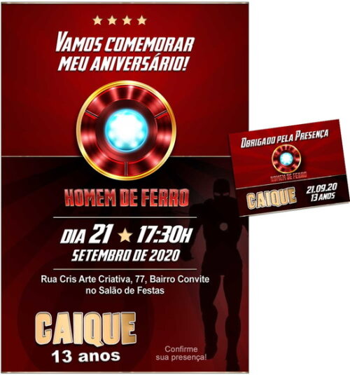 CONVITE DIGITAL C/TAG Homem de Ferro 2
