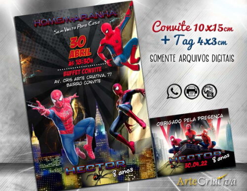 CONVITE DIGITAL C/TAG Homem Aranha Sem Volta para Casa