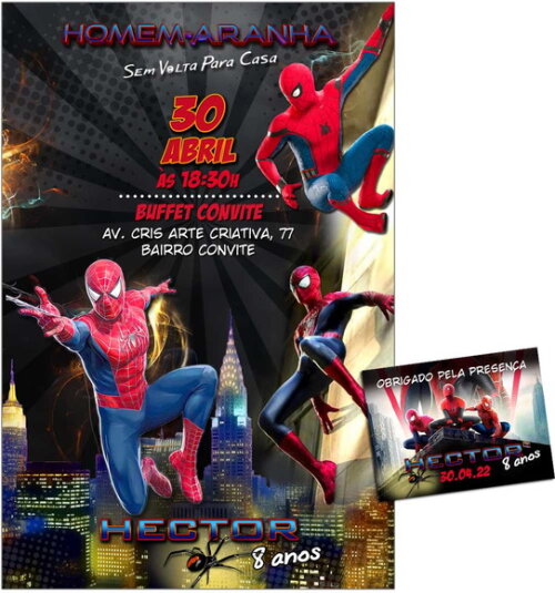 CONVITE DIGITAL C/TAG Homem Aranha Sem Volta para Casa