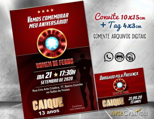 CONVITE DIGITAL C/TAG Homem de Ferro 2