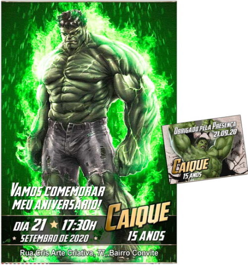 CONVITE DIGITAL C/TAG Hulk 2