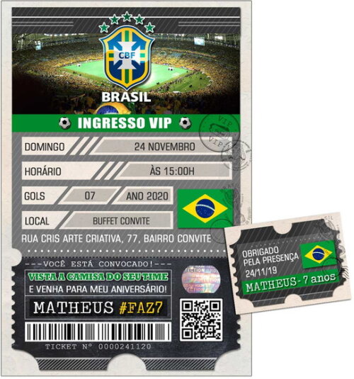 CONVITE DIGITAL C/TAG Ingresso Futebol Brasil