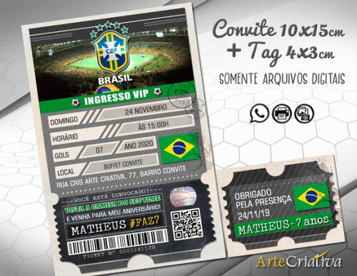 CONVITE DIGITAL C/TAG Ingresso Futebol Brasil