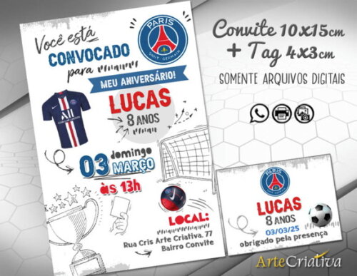 Convite Digital C/tag Ingresso Futebol Psg 3