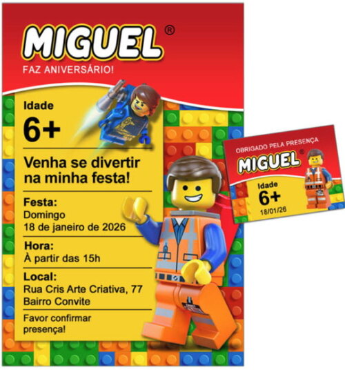 Convite Digital C/tag Lego 2