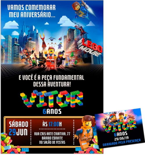 CONVITE DIGITAL C/TAG Lego
