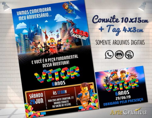 CONVITE DIGITAL C/TAG Lego