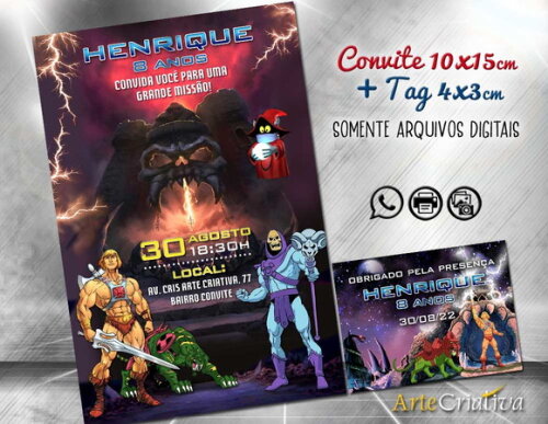 Convite Digital C/tag Master Universe He-man