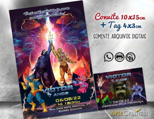 Convite Digital C/tag Master Universe He-man 2
