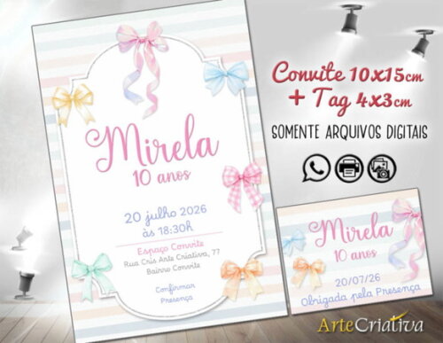 Convite Digital C/tag Menina Coquette 4