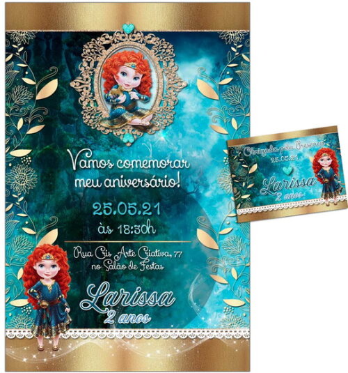 CONVITE DIGITAL C/TAG Merida Valente Disney Baby