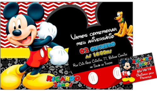 CONVITE DIGITAL C/TAG Mickey Mouse 2