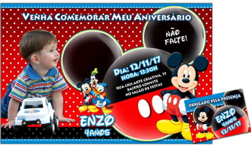 CONVITE DIGITAL C/TAG Mickey Mouse 3