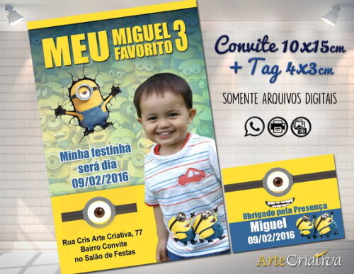 CONVITE DIGITAL C/TAG Minions